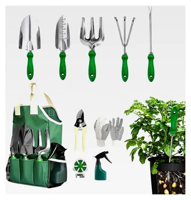 Produktbild von Gartengeräte Set | Schaufel, Schere, Rechen, 11-teiliges Zubehör für Gartenarbeit