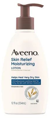 Produktbild von Aveeno Skin Relief 24-Hour Moisturizing Lotion, Lotion, Unisex, Feuchtigkeitsspendend, Nährend, Glättend, Weichmachend, Beruhigend, trockene Haut, Empflindliche Haut, Sehr trockene Haut, 354 ml, Haferflocken