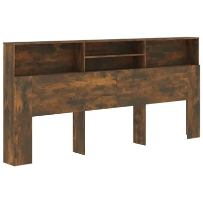 Image de vidaXL Tête de lit avec étagères chêne fumé 220x19x103,5 cm