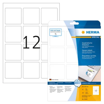 Produktbild von Etiketten A4 weiß 60x60 mm quadratisch Movables/ablösbar Papier matt 300 St.