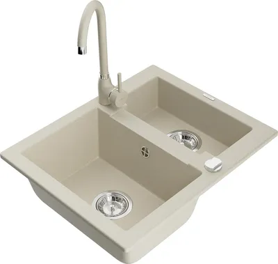 Image de Carlos granit évier 1,5 avec mitigeur Telma, beige (6518-69-670200-69)