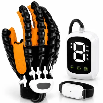 Produktbild von Reha-Handschuh, Roboter-Rehabilitationshandschuh mit 4 Trainingsmodi und 9 Intensitätsstufen, LED-Anzeige,Schlaganfall Therapiehilfe für rechte Hand