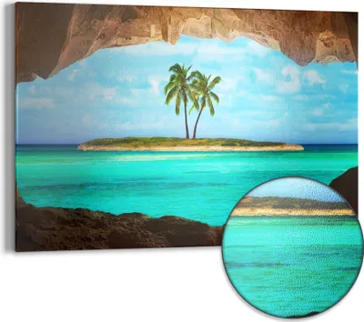 Produktbild von DEQORI Magnettafel Metall 60x40 cm 'Palmenparadies' Whiteboard Pinnwand Magnetboard Büro