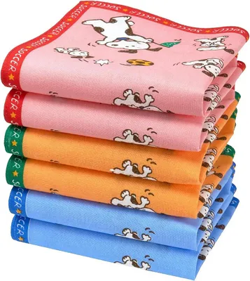 Productafbeelding van Katoenen Zakdoeken voor Kinderen - 6 Stuks - Klein Formaat 27 cm x 27 cm - Soccer Motieven