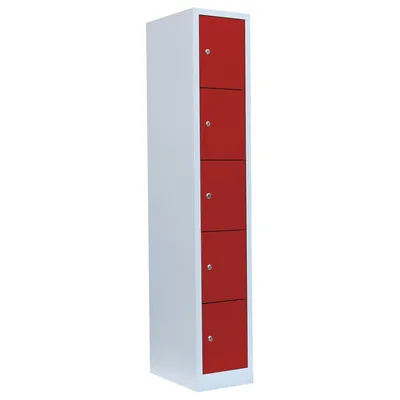 Produktbild von Schließfachschrank Wertfachschrank Fächerschrank Spind 5 Fächer Grau/Rot 520514