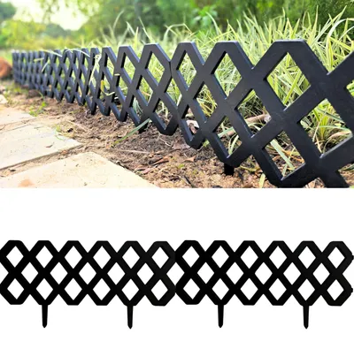 Gartenrand 10er-Set, 69x21 cm, schwarzer Kunststoff, Holzoptik