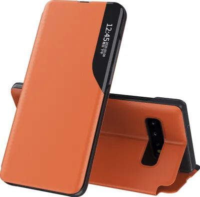 Image de Etui pour Galaxy S10, Smart View Window Flip StandPolyuréthaneLeather Protective Case for Samsung Galaxy S10 Orange