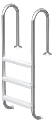 Obrázek produktu pro Nerezový bazénový žebřík UISEBRT, 3 příčky, výška 132 cm, protiskluzový žebřík s zakřiveným madlem, pro bazény s hloubkou 1,0–1,4 m