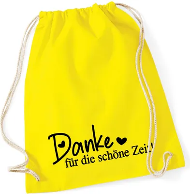 Produktbild von Huuraa Turnbeutel Danke für die schöne Zeit Herzen 12 Liter Yellow Baumwolle Rucksack Geschenkidee