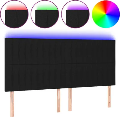 Produktbild von vidaXL LED Kopfteil Schwarz 160x5x118/128 cm Stoff