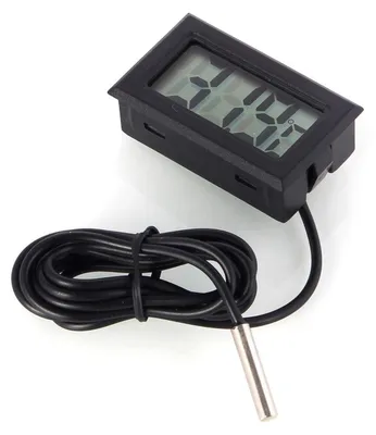 Zdjęcie produktu dla Termometr cyfrowy LCD - Z zewnętrzną sondą - Zakres pomiarowy -50 do +110 °C - Czarny