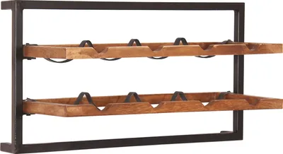 Produktbild von SIT Möbel Wandregal für 8 Flaschen | Mango-Holz natur | Metall schwarz | B 65 x T 25 x H 35 cm | 09236-01 | Serie PANAMA