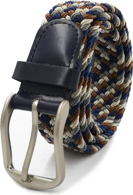 Produktbild von Glamexx24 Uni Elastischer Ledergürtel Geflochtener Stretchgürtel Dehnbarer Leder Gürtel für Damen und Herren 90 bis 145 cm-Farbe: Blau grau braun -Größe: 90 cm