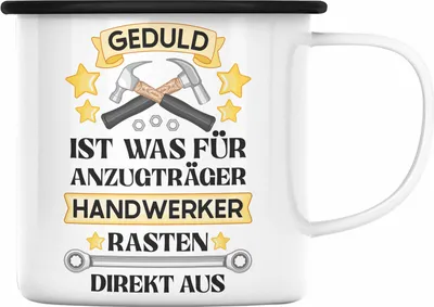 Produktbild von Trendation - Handwerker Emaille Tasse mit Spruch Geschenke für Handwerk Kaffeebecher KFZ Mechaniker Mechatroniker (Schwarz)