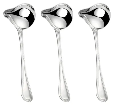 Image de Cuillères à sauce - Lot de 3, 20,5 cm, en acier inoxydable avec bec verseur - Pour les soupes, les sauces et les vinaigrettes - Argenté