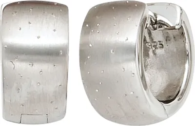 Produktbild von JOBO Creolen 925 Sterling Silber rhodiniert mattiert mit Glitzereffekt Ohrringe