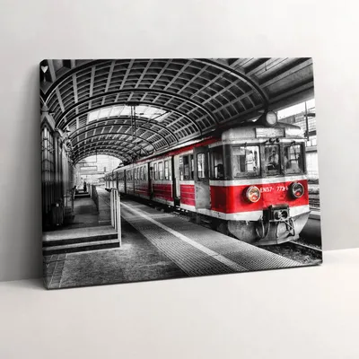 Produktbild von Alter Bahnsteig – Leinwandbild Wandbild – 80x60 cm – Leinwandbilder – Wandbilder – Schlafzimmer – Flur