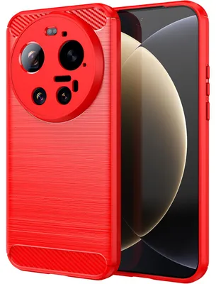 Produktbild von Hülle für Xiaomi 17 Ultra, Carbon-Faser TPU Silikon Stoßfest Schutzhülle Rot