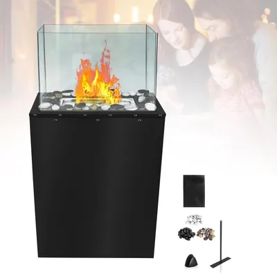 Produktbild von YARDIN Tischkamin Indoor und Outdoor Tisch Kamin Bioethanol Gartenfackel,Gehärtetes Glas Tischfeuer für Balkon Terrasse Wohnung Garten Deko(Quade)