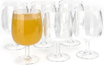 Produktbild von Unzerbrechbare Acryl-Plastik Wein- und Wasser-Glaseset mit 6 Gläsern - Stapelbar - Hellig 12 oz