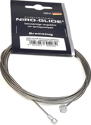 Produktbild von Doppelnippel Bremszug 1,5 x 2050 mm Niro-Glide Rennrad Universal Walze Birne