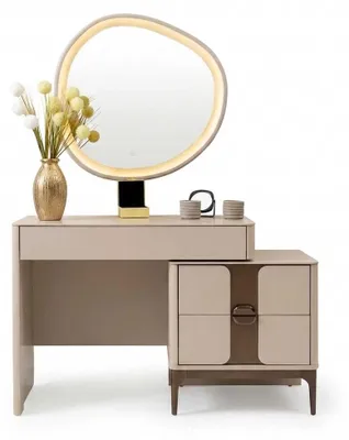 Productafbeelding van Make-uptafel beige, modern, luxe, met spiegel. Kaptafel