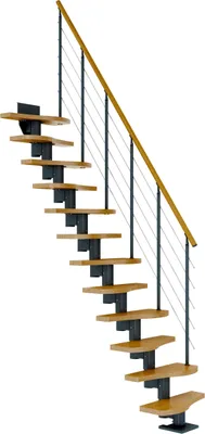 Produktbild von Dolle Mittelholmtreppe Basel Eiche, lackiert 64 cm breit für Geschosshöhen 258 – 315 cm UK Metall Anthrazit inkl. einseitigem Designgeländer