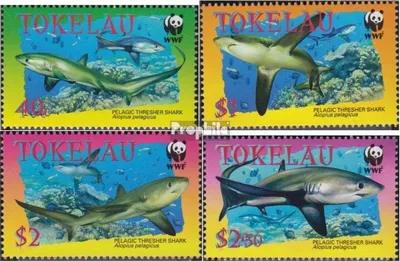 Produktbild von Briefmarken Tokelau 2002 Mi 322-325 (kompl.Ausg.) postfrisch Fuchshai