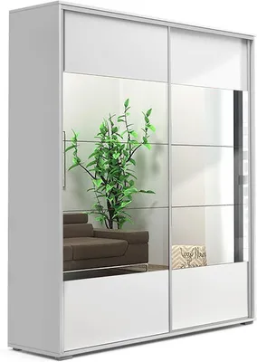 Produktbild von A17 Schlafzimmerschrank mit 2 Schiebetüren, Spiegel - Weiß - 100 x 62 x 245 cm