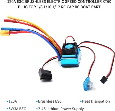 Obrázek produktu pro 120A ESC Střídavý elektrický regulátor otáček XT60 Plug pro 1/8 1/10 1/12 RC auta RC lodní díl