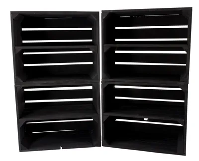 Produktbild von 4er Set neue Schwarze Obstkiste/Weinkiste mit Zwischenboden 50cm x 40cm x 30cm Regal Holzregal Regalsystem Holzkiste Kiste Schuhregal klassisch