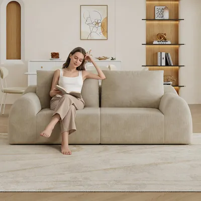 Produktbild von 190cm Loveseat-Kleinsofa,Schwamm Kompressions sofas,Boneless Sofa,Kompressionssofas for Wohnzimmer, Schlafzimmer, Wohnung, Keine Montage erforderlich