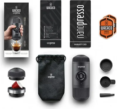 Zdjęcie produktu dla Wacaco Nanopresso , Czarny, Kapsułka kawy, 18 bar, 0,08 l, 8 g, 71 mm