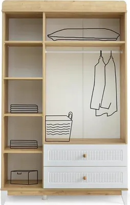 Produktbild von Design Kleiderschrank Holzschrank Schrank Möbel Holz Weiß Neu