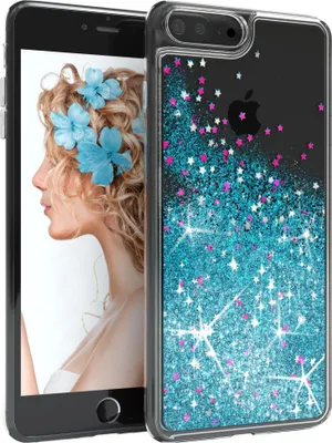 Produktbild von EAZY CASE - Glitzer Hülle kompatibel mit Apple iPhone 8 Plus / 7 Plus Glitzer Schutzhülle, Soft Case, Backcover Transparent mit Motiv