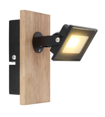 Immagine prodotto di Faretto LED, legno, metallo, vetro, marrone, orientabile, H 15 cm