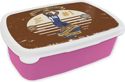 Produktbild von KitchenYeah® Lunchbox Brotzeit Brotdose 17x11 cm Mancave - Basketball - Retro - Rot Kinder Brotzeitdose - Lunchpaket - Brotkasten  - Sandwich Box