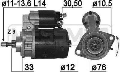 Produktbild von ERA 220092A Starter Anlasser 0,7kW für VW Kaefer Typ 1 12V