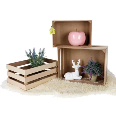 Produktbild von Dekokisten-Set 3-teilig Holzkisten Holzbox Obstkisten Beistelltisch Aufbewahrung