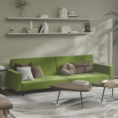 Produktbild von Schlafsofa 2-Sitzer Hellgrün Samt 375940