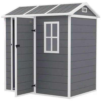 Immagine prodotto di Capanno da giardino per lo stoccaggio all'aperto | Colore: Grigio, Bianco | Dimensioni: 130x186x199 cm