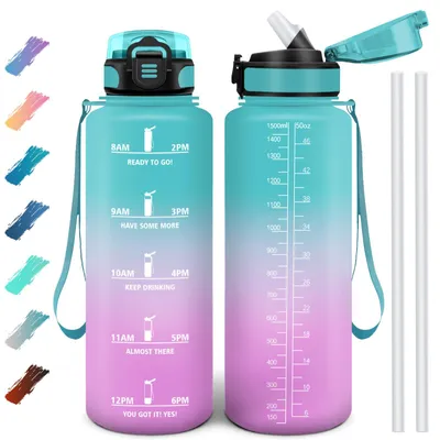 Produktbild von Trinkflasche 1500 ml, BPA-frei, auslaufsicher, mit Strohhalm