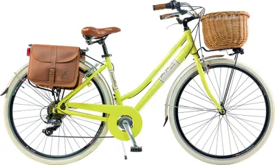 Produktbild von Via Veneto by Canellini Fahrrad Citybike Frau Aluminium mit Korb und Tasche - Gelb 46