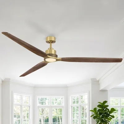 Produktbild von Parrot Uncle Deckenventilator mit Licht, 122cm, Gold & Holzoptik, Dimmbar