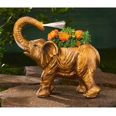 Produktbild von Garten Solar LED Dekofigur Elefant Pflanztopf Solarleuchte Gartenfigur Solarlicht Solarlampe Deko Figur Blumentopf Gartendeko Gartenleuchte