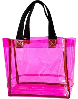 Immagine prodotto di Borsa da spiaggia trasparente, impermeabile, rosa, dimensioni 21 x 20 x 8 cm