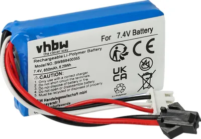 Produktbild von vhbw Akku kompatibel mit SM-2P Stecker für Modellbau z.B. Racing Car, Helikopter, Flugzeug (850mAh, 7,4V, Li-Polymer, 56 x 30 x 17 mm)