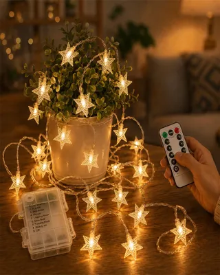 Lichtsnoer mit Sternen 7,5 m, 50 LED, warmweiß, IP44