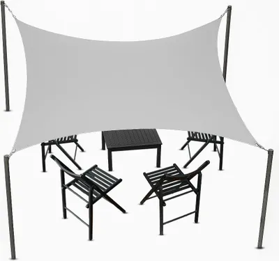 Produktbild von Outtec® Sonnensegel 4x3m mit UV Schutz - inkl. Befestigungsseilen und Tasche - Wasserdicht - Rechteckig - Sonnenschutz Segel - Grau