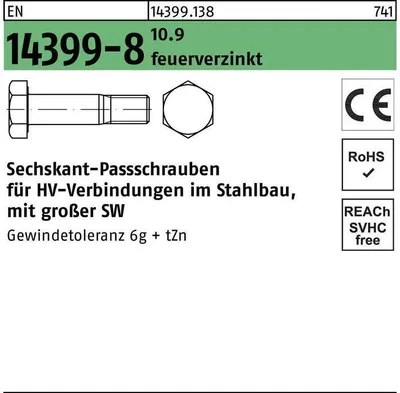 Produktbild von Sechskantpassschraube EN 14399-8 M 20 x 105 10.9 feuerverzinkt